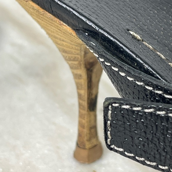PRADA heels vintage mules black sz 9.5 EU 40 Leather thong - Picture 6 of 8